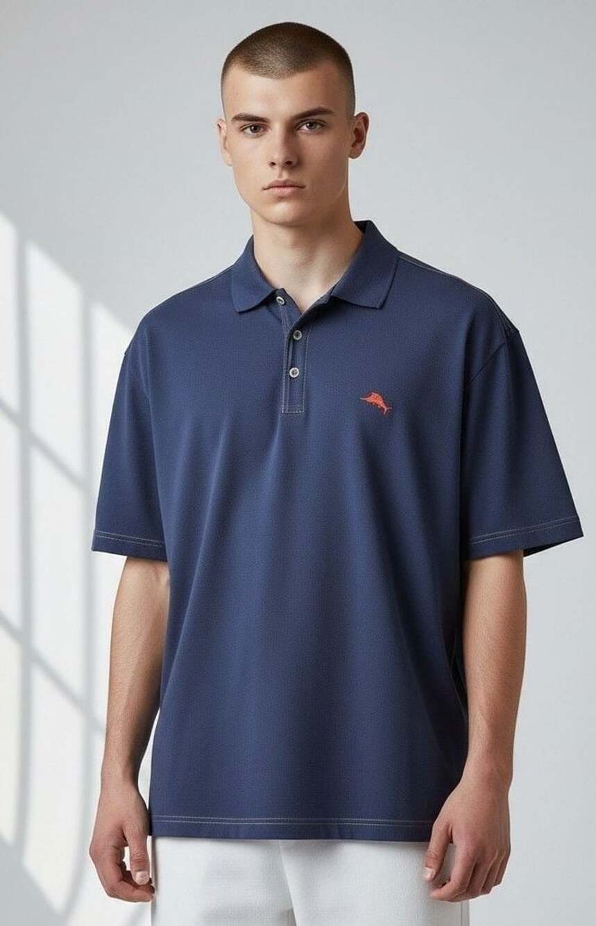 Tommy Bahama Polo Size L Blue Pima Cotton Shirt